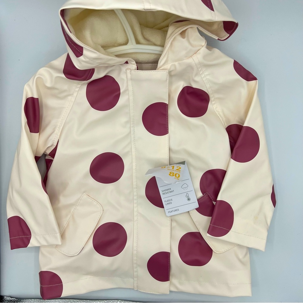 PRIMARK Girls White / Cream Polka Dot Jacket Babies 9 -12 Months